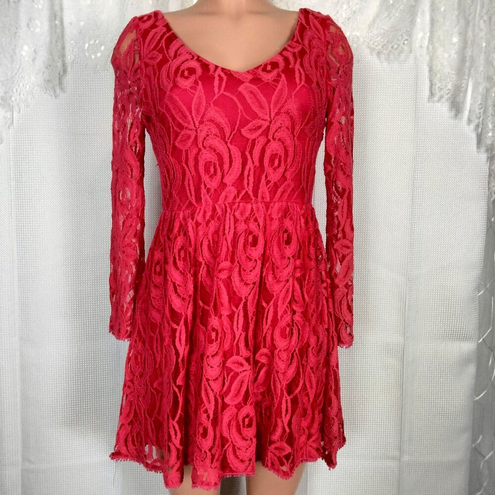 Annabella Francesca’s Collection Coral Pink Lace Fit & Flare Dress Size M NWT
